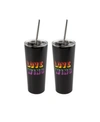 THIRSTYSTONE DOUBLE WALL 2 PACK OF 24 OZ BLACK STRAW TUMBLERS WITH METALLIC "LOVE WINS" DECAL