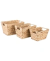 Design Imports Water Hyacinth Basket Set Of 3 In Chrome