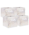 Design Imports Non-woven Polyester Cube Small Dots Square Set Of 4 In Gold