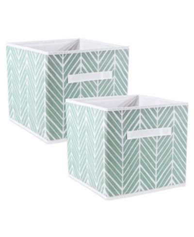Design Imports Non-woven Polyester Cube Herringbone Square Set Of 2 In Mint
