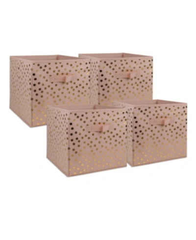 Design Imports Non-woven Polyester Cube Dots Millennial Square Set Of 4 In Pink