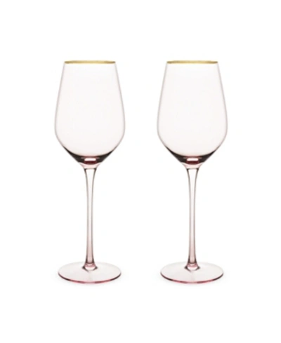 Twine Rose Crystal White Wine Glass Set In Pink