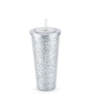 BLUSH GLAM SILVER DOUBLE WALLED GLITTER TUMBLER, 24 OZ