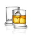 Joyjolt Aqua Vitae Off Base Square Whiskey Glasses, Set Of 2 In Clear
