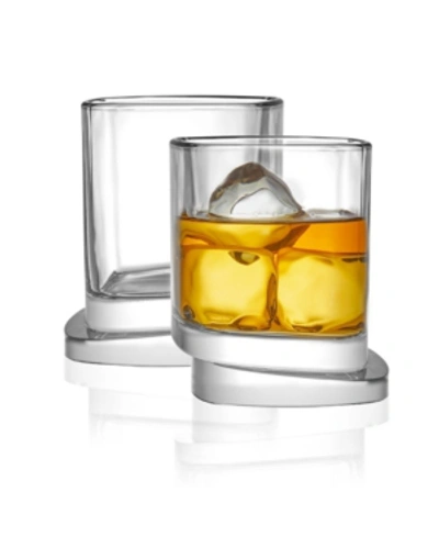Joyjolt Aqua Vitae Off Base Square Whiskey Glasses, Set Of 2 In Clear
