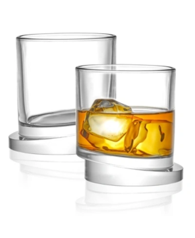 Joyjolt Aqua Vitae Off Base Round Whiskey Glasses, Set Of 2 In Clear