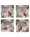 Certified International Evergreen Christmas 4 Piece Dessert Plate In Light Beige