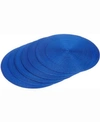 Design Imports Round Polypropylene Woven Placemat, Set Of 6 In Navy