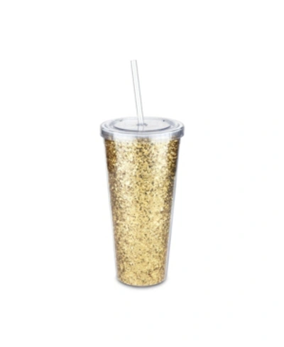 Blush Glam Double Walled Glitter Tumbler In Silver