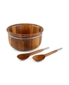 Nambe Round Salad Bowl With Servers In Brown