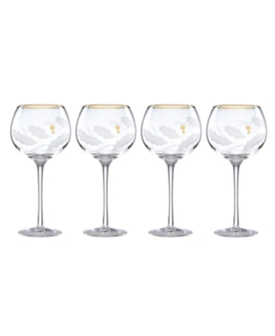 LENOX HOLIDAY GOLD 4 PIECE BALLOON GLASS SET