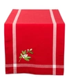 Design Imports Embroidered Mistletoe Corner With Border Table Runner In Red
