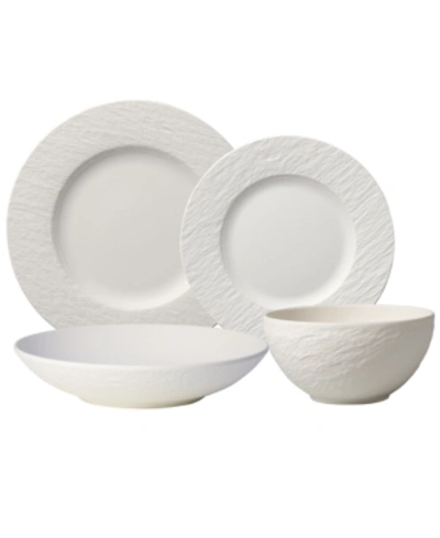 Villeroy & Boch Manufacture Rock Blanc 4pc Plate Set In White
