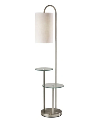Adesso Leonard Shelf Floor Lamp In Silver-tone