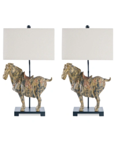 Carriage & Co. Set Of 2 Dynasty Horse Lamps In Brown