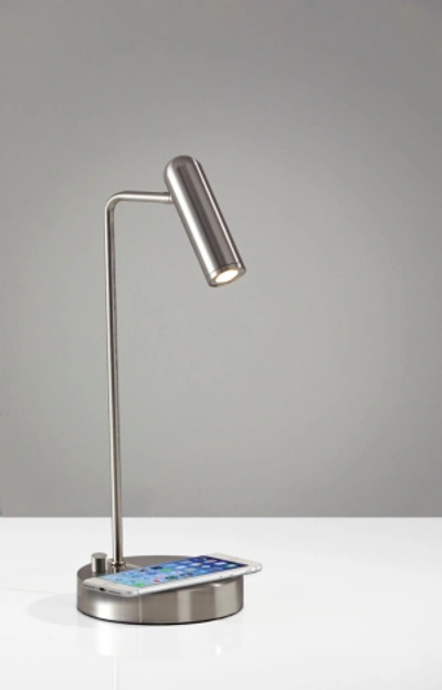 Adesso Kaye Wireless Charging Led Desk Lamp In Brushed Steel