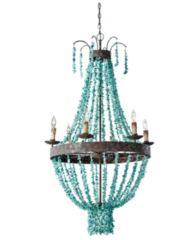Carriage & Co. Beaded Turquoise Chandelier In Blue