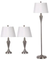 ADESSO SATIN STEEL SET OF TWO TABLE LAMPS AND 1 FLOOR LAMP