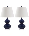 Safavieh Set Of 2 Eva Double Gourd Glass Table Lamps In Navy