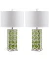 Safavieh Quatrefoil Set Of 2 Table Lamps In Green