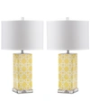 Shop Safavieh Quatrefoil Set Of 2 Table Lamps In Yellow