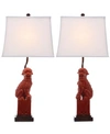 Safavieh Foo Dog Set Of 2 Table Lamps In Red
