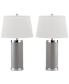 SAFAVIEH SET OF 2 LEATHER COLUMN TABLE LAMPS
