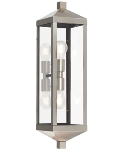 Livex Nyack 2-light Outdoor Wall Lantern In Brushed Nickel