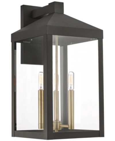 Livex Nyack 3-light Outdoor Wall Lantern In Bronze