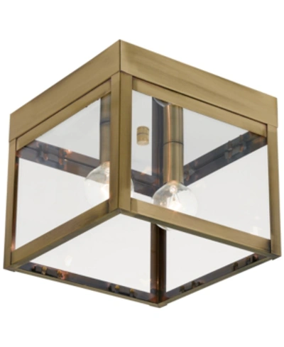 Livex Nyack 2-light Flush Mount In Antique Bronze