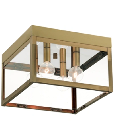 Livex Nyack 4-light Flush Mount In Antique Bronze