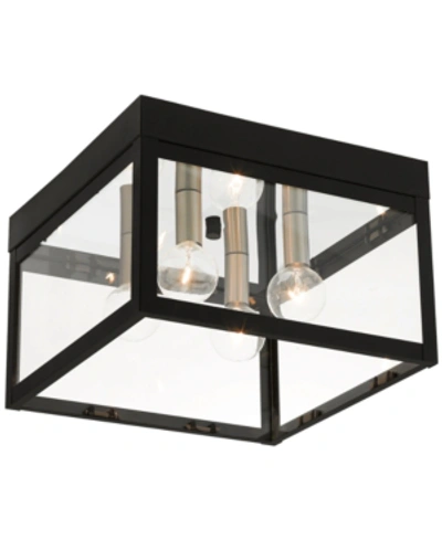 Livex Nyack 4-light Flush Mount In Black