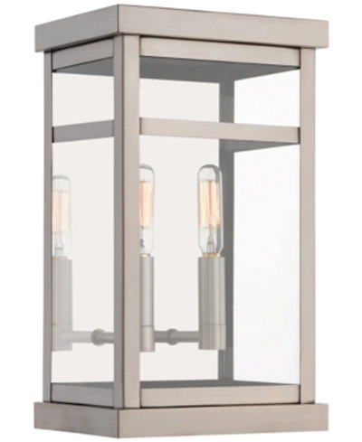 Livex Hopewell 2-light Outdoor Wall Lantern In Brushed Nickel