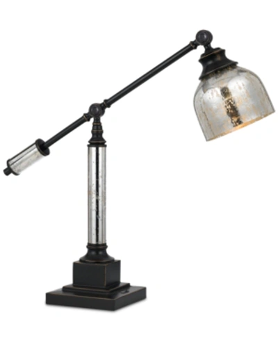 Cal Lighting Metal Desk Lamp With Glass Shade In Dark Bronze