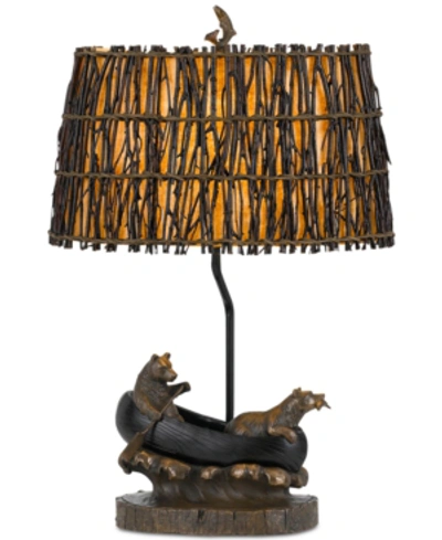 Cal Lighting Bear In Canoe Resin Table Lamp In Antique Bronze