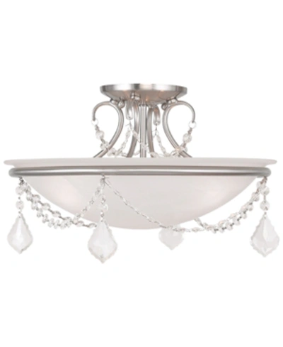 Livex Chesterfield And Pennington 3-light Flush Mount In Brushed Ni