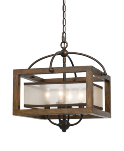 Cal Lighting 4-light Semi-flush Pendant In Wood