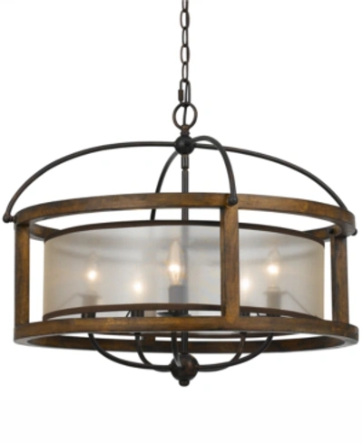 Cal Lighting 5-light Round Chandelier In Wood