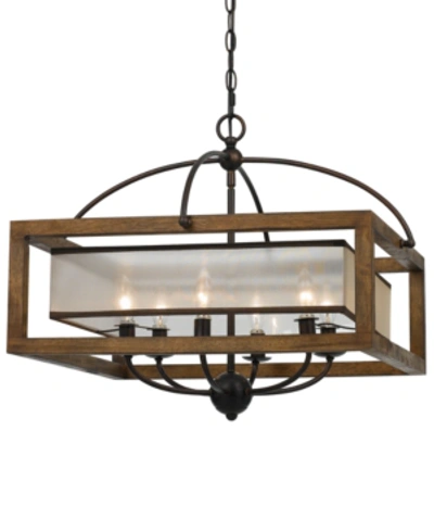 Cal Lighting 6-light Square Chandelier In Wood