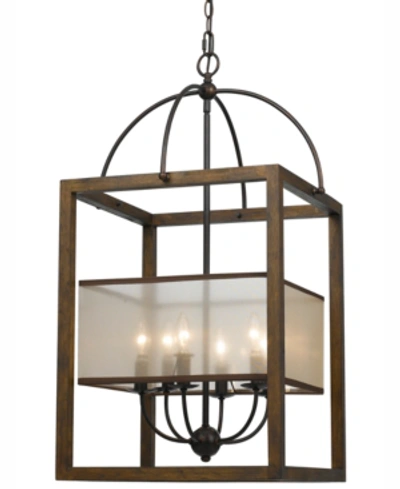 Cal Lighting 6-light Rectangular Chandelier In Wood