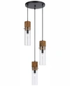 Cal Lighting 3-light Spheroid Pendant In Black/wood