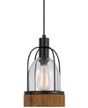 Cal Lighting Beacon Glass Pendant In Black/wood