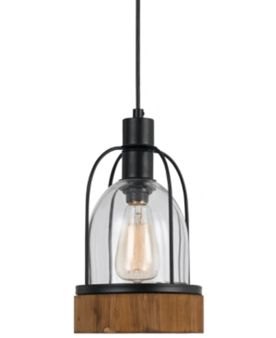 Cal Lighting Beacon Glass Pendant In Black,wood