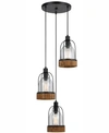 Cal Lighting 3-light Beacon Pendant In Black/wood