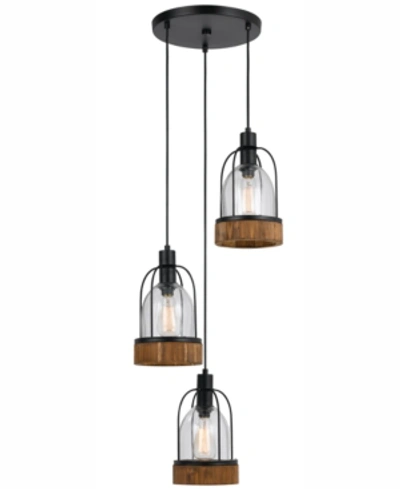 Cal Lighting 3-light Beacon Pendant In Black,wood