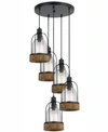 Cal Lighting 5-light Beacon Pendant In Black/wood