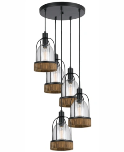 Cal Lighting 5-light Beacon Pendant In Black,wood