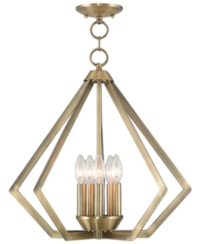 Livex Prism 5- Light Metal Pendant In Antique Bronze