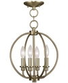 Livex Milania 4- Light Metal Pendant In Antique Bronze
