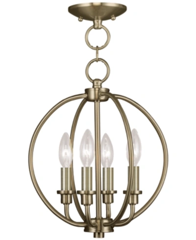 Livex Milania 4- Light Metal Pendant In Antique Bronze